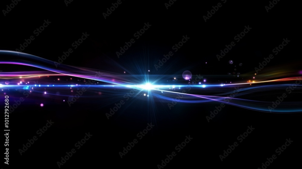 Aufkleber a vibrant, dynamic display of colorful light waves against a dark background, evoking a sense of ene