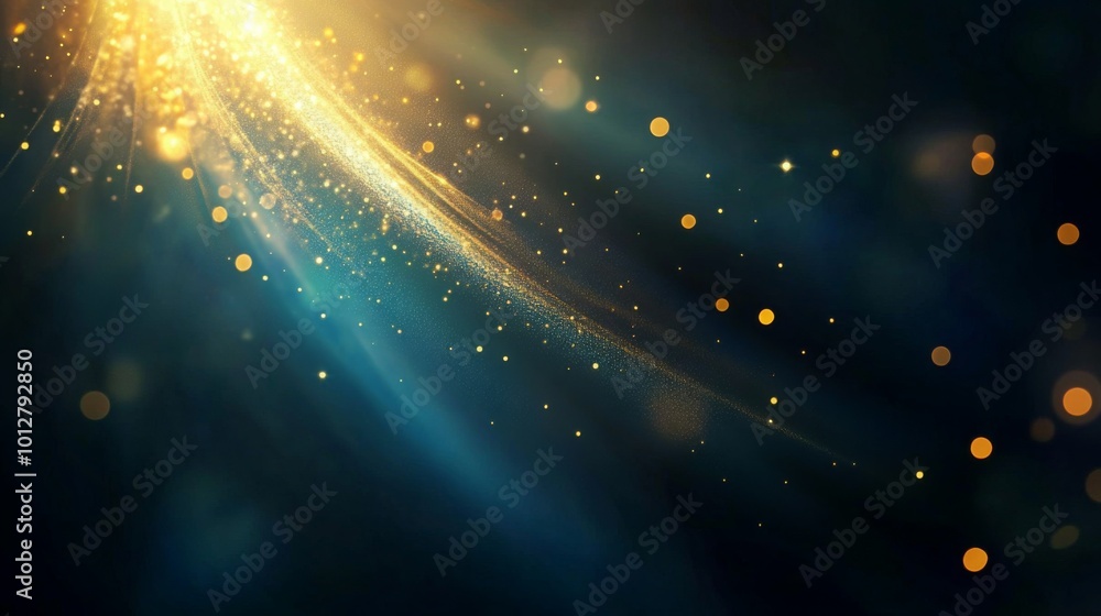 Fototapete a vibrant display of shimmering golden light and blue hues, creating a mystical and ethereal atmosph