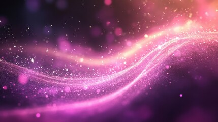 Fototapeta premium A vibrant display of swirling pink and purple lights with sparkling particles, creating a mesmerizing, dreamy atmosphere.