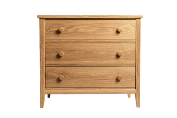 Wooden dresser with three drawers isolated on white