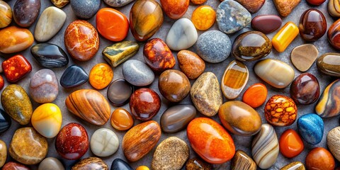 A Colorful Medley of Polished Stones, Each Reflecting a Unique Spectrum of Hues and Textures