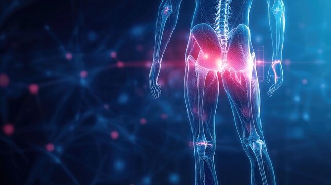 Body Anatomy Showing Muscle Strain in Full Length View