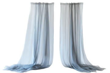 Elegant blue curtains isolated on white background