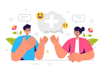 Positive Thoughts Vector Illustration featuring a Positive Mindset Symbolizing Creativity and Dreams in a Flat Style Cartoon Background