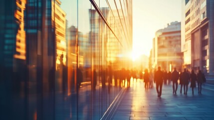 Cityscape with a Golden Sunset Reflection