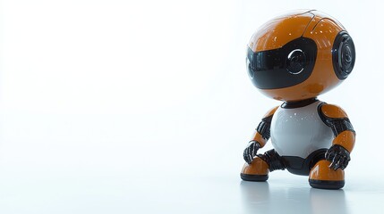 A friendly robot character with an orange and white design.