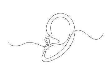 Obraz premium Human ear continuous one line drawing