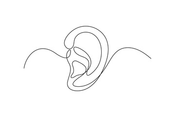 Human ear continuous one line drawing