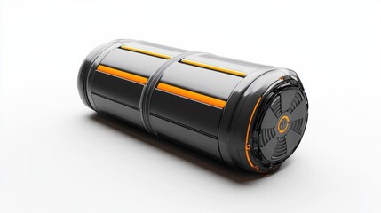 A high-performance electric vehicle battery with lithium-ion technology, isolated on white background