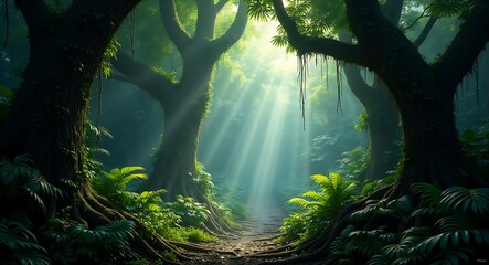 Misty Forrest Background