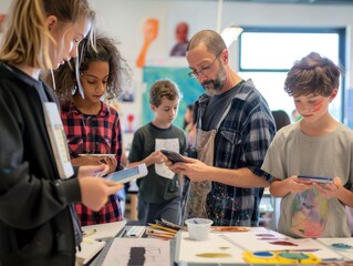 Engaging Art Class with Diverse Students in Studio