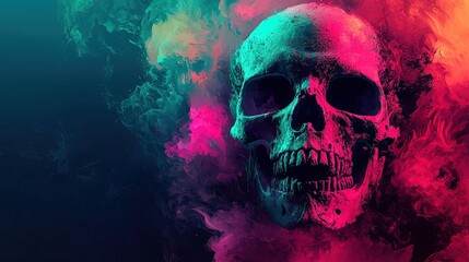 Haunting Skull with Vibrant Smoke Effects