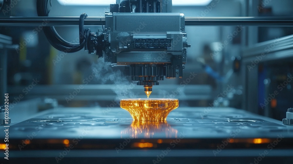 Poster 3d printer creating complex parts in action