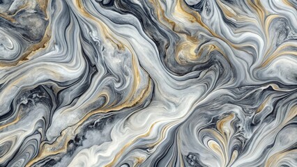 Abstract Swirling Pattern of Grays and Golds in a Liquid Art Style