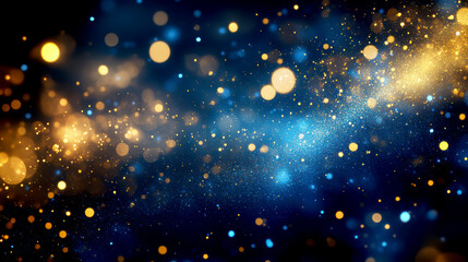 Blue and gold Abstract background and bokeh on New Year's Eve. AI generativ.