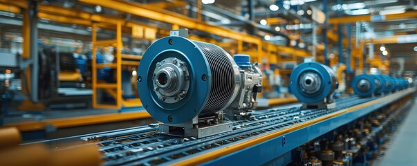 Fototapeta premium Electric Motor Production in Modern Factory Setting