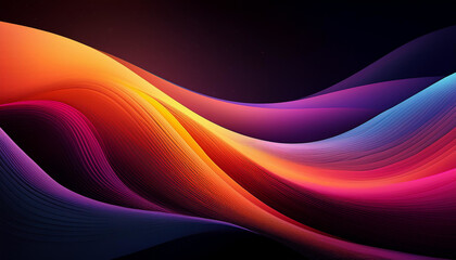 Fototapeta premium Vibrant, flowing waves of red and orange, with streaks of purple and blue, creating a dynamic and futuristic aesthetic