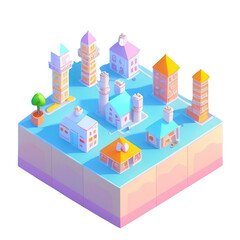 Colorful Isometric House Icon: A 3D Vector Illustration for Business and Architecture