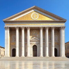 Fototapeta premium Marvel at the majestic temple showcasing classical architecture under a clear blue sky