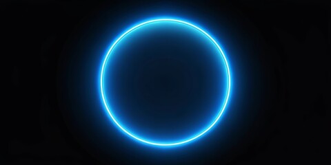 Obraz premium A luminous blue circle, a glowing ring of light, stands out against the dark backdrop. It's a celestial symbol, an ethereal orb, a beacon of hope in the darkness.