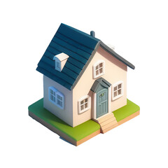 3D Render of a Modern House with Detailed Architecture &ndash; Isolated PNG for Real Estate, Property Design, and Residential Building Projects