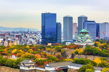 Osaka Castle beautiful attraction ancient architecture landmark, Osaka Castle in autumn, Landscape view osaka castle museum, Osaka City, Kansai, Japan.