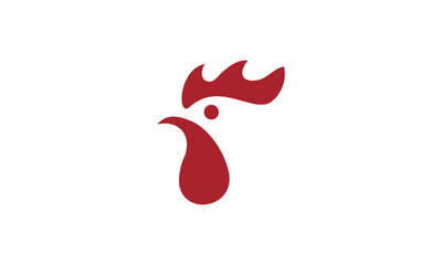 a graphic image with a red rooster theme, on a white background. vector graphic base.