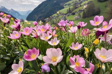 Fototapeta premium The flowers bloom profusely in spring.