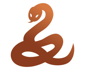 とぐろを巻く蛇のシルエットイラスト　2025年正月巳年