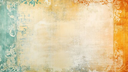 Obraz premium A textured background featuring soft colors and ornamental borders, ideal for graphic design or artistic projects.