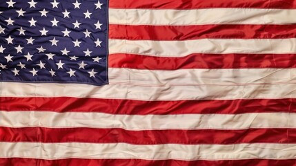 Obraz premium Close-up of American flag with red, white, and blue stripes.