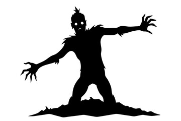 Zombie Reaching Out from the Ground Silhouette for Halloween Decor