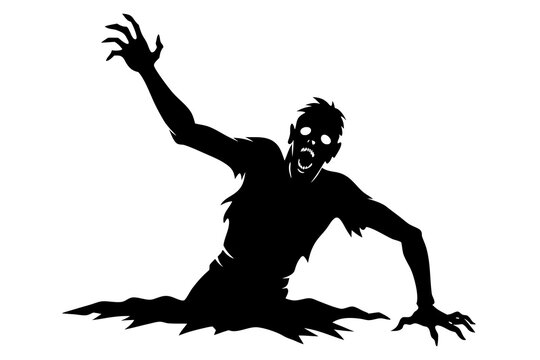 recommend clip art: Zombie Reaching Out from the Ground Silhouette for Halloween Decor