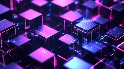 Abstract Neon Cubes