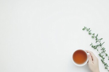 Tranquil Moment with Herbal Tea in a Peaceful Space
