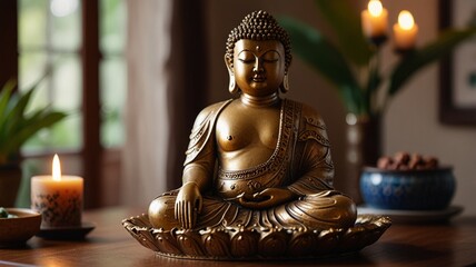 Fototapeta premium buddha statue in temple