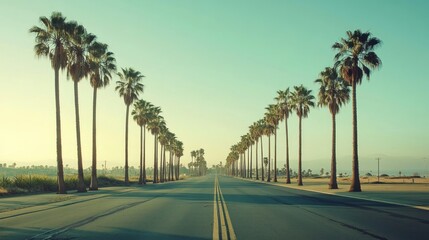 Palm Tree Lined Road in California