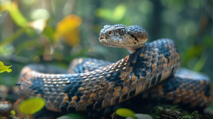 Obraz premium a close up of a snake on the ground