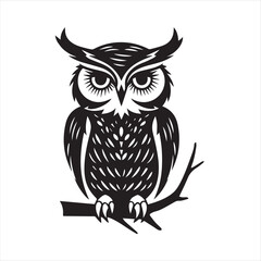 owl on whit, eowl, bird, cartoon, animal, vector, illustration, cute, nature, art, design, character, brown, drawing, wing, beak, feather, night, eyes, wild, fun, wise, wildlife, funny, branch, icon