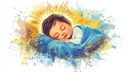 Illustration of Baby Jesus born on christmas day
