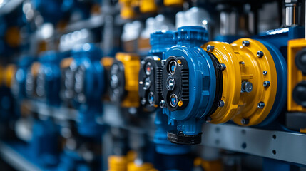 Fototapeta premium hydraulic valve and pipe system in agricultural equipment, showcasing the integration of technology in farming. This image symbolizes efficiency, innovation, and the modernization of agriculture