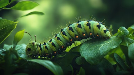Green Caterpillar on a Leaf