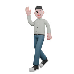 3D Model of Professional Male Writer. A male writer walks with a greeting gesture. Literary Character