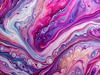 Fototapeta premium Stunning Marble Acrylic Pour Painting with Swirling Pink and Purple Colors for Home Decor and Art Enthusiasts