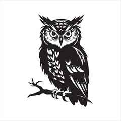 owl on whit, eowl, bird, cartoon, animal, vector, illustration, cute, nature, art, design, character, brown, drawing, wing, beak, feather, night, eyes, wild, fun, wise, wildlife, funny, branch, icon