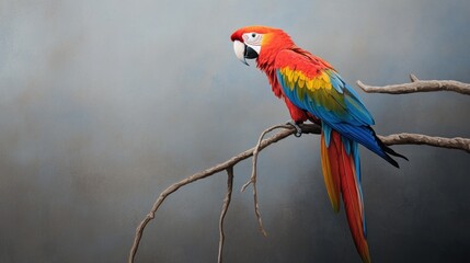 Obraz premium Scarlet Macaw Perched on a Branch