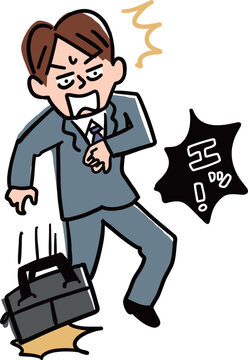 びっくりしすぎてカバンを落とすサラリーマン男性