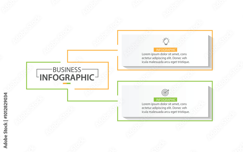 Aufkleber 2 step infographic element design vector template for presentation.