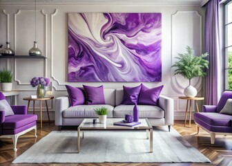 Vivid Purple and White Abstract Paint Design - Colorful Modern Art for Creative Spaces and Unique Home Decor