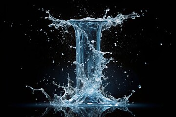 Water Splash Letter I on Black Background - Creative Liquid Typography for Unique Design Projects and Art Purposes